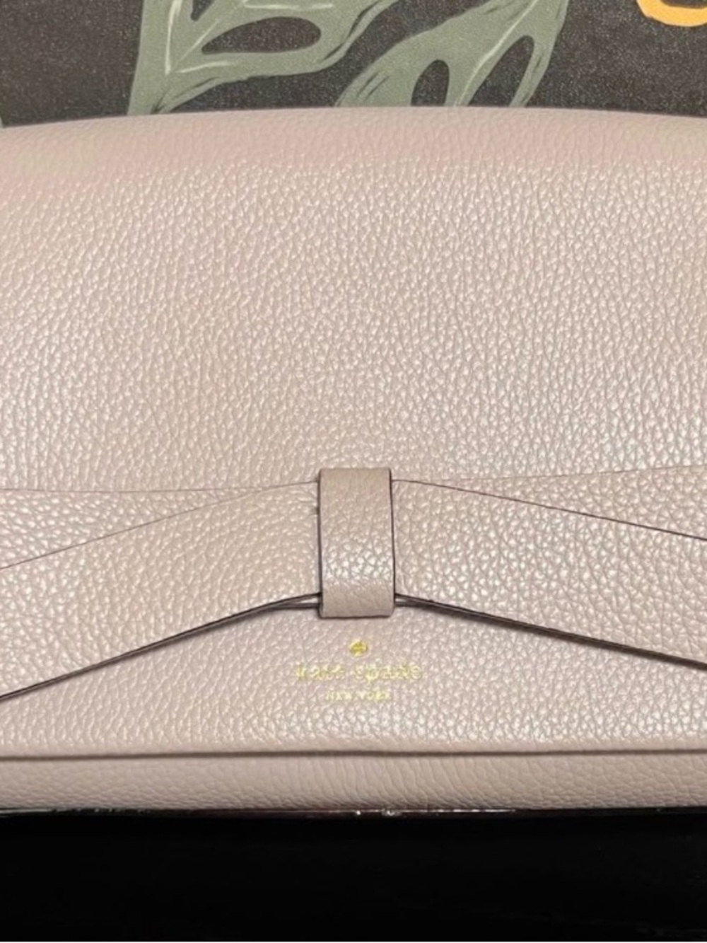 kate spade Pebbled Leather Bow Clutch in Light Dusty Pink